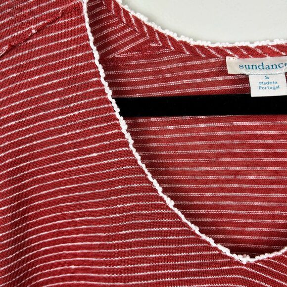 Sundance Mariner Journey 100% Linen Long Sleeve Slub Knit Blouse Rust Red Top S - Picture 5 of 13